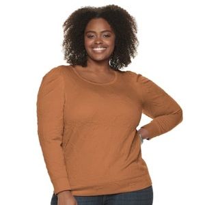 EVRI Plus Size Puff Sleeve Sweatshirt